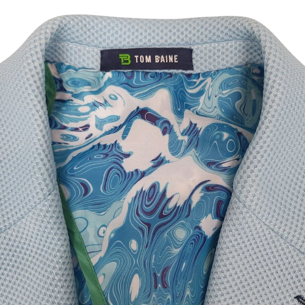 Tom Baine Waffle Knit Sport Coat Men's 40 M Sky Blue Slim Fit Stretch Blazer